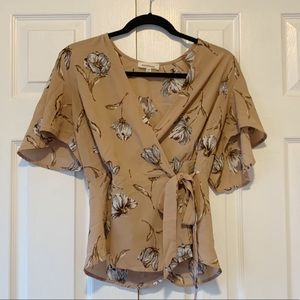 Floral Print Wrap Top